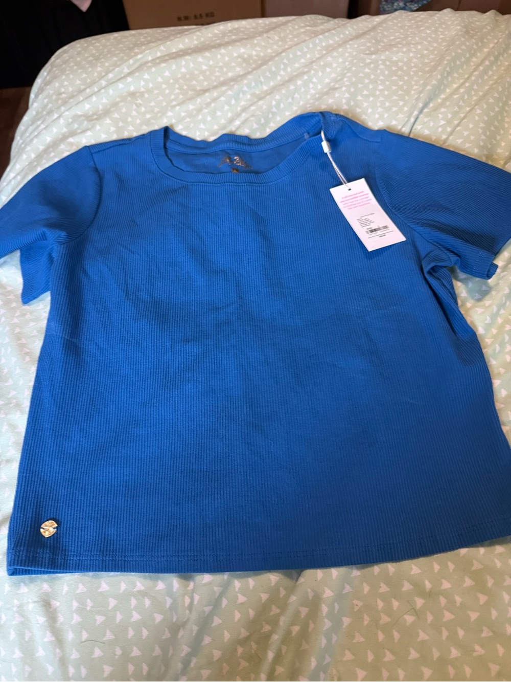 Lilly Pulitzer Bright Blue Ribbed Short-Sleeve Tee